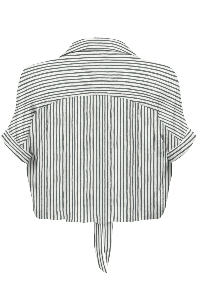 ONLPAULA LIFE S/S TIE SHIRT WVN NOO 15281497 CLOUD DANCER/BALSEM GREEN
